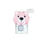 Mother's choice - Prosop bebe cu gluga din bumbac - ursulet roz