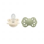 BIBS - Set 2 suzete Infinity Silicon, tetina simetrica, 0 luni +-Ivory/Sage