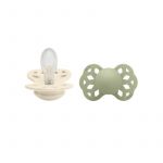 BIBS - Set 2 suzete Infinity Silicon, tetina simetrica, 6 luni +-Ivory/Sage