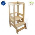 Mobilier multifunctional, Springos, Learning Tower Montessori, Inaltator ajustabil, Natur