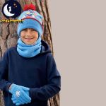 Set 3 piese Mickey Mouse-caciula manusi si fular