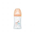 Biberon Sensation+, STICLA, 270 ml, 0-6 luni, debit 2, Anti-colici, tetina plata, BEJ, CĂPRIOARA