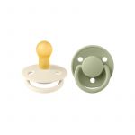 BIBS - Set 2 suzete De Lux Latex, tetina rotunda, 0 luni +-Ivory/Sage