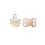 BIBS - Set 2 suzete Supreme Silicon, tetina simetrica, 0 luni +-Ivory/Blush