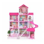 Casuta pentru papusi cu mobilier, gradina si LED-uri Ecotoys HC507639