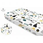 Cearceaf cu elastic, MimiNu, Pentru pat 160x80 cm, Din bumbac certificat Oeko Tex Standard 100, Childrens Journey Grey