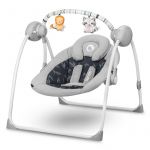Fotoliu balansoar, Lionelo, Electric, Ruben, Cu spatar reglabil, Cu 12 melodii relaxante si sunete ale naturii, Cu 3 programe de balansare automata, Conform cu standardul european EN 16232, 68x65 cm, Gri inchis
