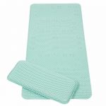 Set covoras antiderapant si genunchiera pentru baie bleu Clevamama