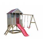 Casuta copii, de gradina Nordic Adventure House cu platforma cu loc pentru nisip, tobogan si leagan dublu (M30R), Wendi Toys