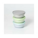 Set 3 boluri cu capac hrana bebelusi Miniware, 100% din materiale naturale biodegradabile, Aqua+Grey+Keylime
