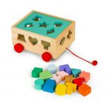 Carucior educational cu blocuri din lemn Ecotoys HM015197