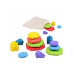 Set pentru stivuit, Joueco, Pietre curcubeu, 13 buc, Din lemn certificat FSC, 26 x 21 x 5 cm, Conform cu standardul de siguranta EN71, 3 ani+, Multicolor
