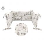 Aparatoare pentru patut, MimiNu, Din bumbac certificat Oeko Tex Standard 100, 180x30 cm, Cu panglici, Design, Zoo on Bikes Beige