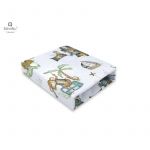 Cearceaf cu elastic, MimiNu, Pentru patut 140X70 cm, Din bumbac certificat Oeko Tex Standard 100, Design, Pirates Blue