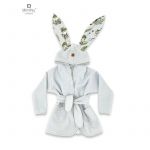 Halat de baie, MimiNu, Cu urechi, 2 - 5 ani, Moale, Cu buzunare, Cu cordon, Din bumbac si thermo fleece, Materiale certificate Oeko Tex Standard 100, Design, Detective Natural