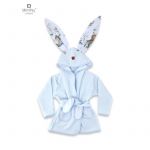 Halat de baie, MimiNu, Cu urechi, 2 - 5 ani, Moale, Cu buzunare, Cu cordon, Din bumbac si thermo fleece, Materiale certificate Oeko Tex Standard 100, Design, Let's Go Blue