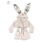 Halat de baie, MimiNu, Cu urechi, 5 - 7 ani, Moale, Cu buzunare, Cu cordon, Din bumbac si thermo fleece, Materiale certificate Oeko Tex Standard 100, Design, Baby Animals