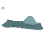 Prosop cu gluga, MimiNu, Mare, Cu volanas, Dimensiune 100x100 cm, Din bumbac si thermo fleece, Materiale certificate Oeko Tex Standard 100, Colectia Royal, Nepal Green