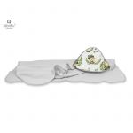 Prosop cu gluga, MimiNu, Mare, Dimensiune 100x100 cm, Din bumbac si thermo fleece, Materiale certificate Oeko Tex Standard 100, Design, Detective Natural