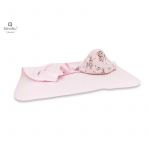 Prosop cu gluga, MimiNu, Mare, Dimensiune 100x100 cm, Din bumbac si thermo fleece, Materiale certificate Oeko Tex Standard 100, Design, Little Ballerina Pink