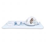 Prosop cu gluga, Qmini, Mare, Dimensiune 100x100 cm, Din bumbac si thermo fleece, Materiale certificate Oeko Tex Standard 100, Teddy Bear and Friends Blue