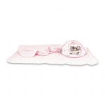 Prosop cu gluga, Qmini, Mare, Dimensiune 100x100 cm, Din bumbac si thermo fleece, Materiale certificate Oeko Tex Standard 100, Teddy Bear and Friends Pink