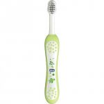 Periuta de dinti, Chicco, Design ergonomic, Cu peri ultra fini, Include un capac de protectie, 23x4.5x2.7cm, 6 luni-3 ani, Verde