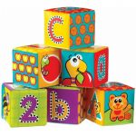 Set 6 cuburi noi pentru baie, Playgro, Cu litere si cifre, Dimesiune 7.5 cm fiecare cub, Splash and Learn Soft blocks for bath