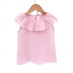 Tricou cu volanase pentru copii, din muselina, Magic Pink, 3-4 ani