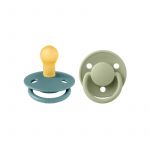 BIBS - Set 2 suzete De Lux Latex, tetina rotunda, 0 luni +-Island Sea/Sage