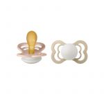 BIBS - Set 2 suzete Supreme Fosforescente GLOW Latex, tetina simetrica, 6 luni +-Blush/Vanilla