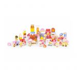 Set educational cu blocuri din lemn, 116 piese, Candy City Ecotoys ME433