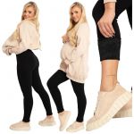 Colanti imblaniti, Pentru femei si gravide, Fara cusaturi, Din bambus, poliamida si elastan, Masura M/L, Negru