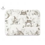 Perna clasica de dormit, MimiNu, Cu volanas, Cu husa detasabila cu fermoar, Din bumbac certificat Oeko Tex Standard 100, Pentru patut, carucior, balansoar, 30x40 cm, Calm Forest Beige