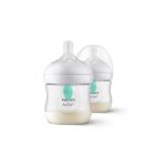 Set 2 biberoane, Philips Avent, Natural Response, Cu supapa AirFree, 0 luni+, 125 ml, Fara BPA, Anticolici, Alb