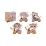 Set jucarii interactive, Joueco, 4 piese, Din lemn certificat FSC, Cu margele, Elefant, Panda, Maimuta, Tigru, Dezvolta abilitatile senzoriale si motorii, 12 luni+, Multicolor