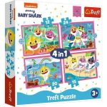 Trefl - Puzzle personaje Familia Shark , Puzzle Copii , 4 in 1, piese 71