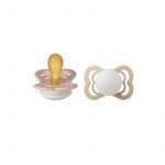 BIBS - Set 2 suzete Supreme Fosforescente GLOW Latex, tetina simetrica, 0 luni +-Blush/Vanilla