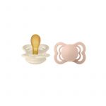 BIBS - Set 2 suzete Supreme Latex, tetina simetrica, 0 luni +-Ivory/Blush