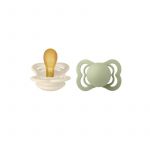 BIBS - Set 2 suzete Supreme Latex, tetina simetrica, 0 luni +-Ivory/Sage