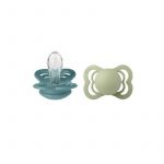 BIBS - Set 2 suzete Supreme Silicon, tetina simetrica, 0 luni +-Island Sea/Sage