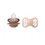 BIBS - Set 2 suzete Supreme Silicon, tetina simetrica, 6 luni +-Blush/Woodchuck