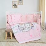 Set lenjerie pat 7 piese Lily, bumbac ranforce, Butterflies Pink