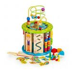 Cub educational din lemn cu jocuri, blocuri si pescuit Ecotoys HM175920