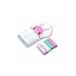 Mother's choice - Set cadou bebelusi cu 4 mini prosopele si prosop cu gluga din bumbac - iepuras