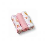 Set 3 scutece, BabyOno, Multifunctionale, 70x70 cm, Bambus si bumbac, 0 luni+, Roz/Multicolor