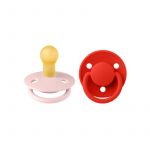 BIBS - Set 2 suzete De Lux Latex, tetina rotunda, 0 luni +-Blossom/Candy Apple