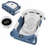 Cadita pliabila, Primabobo, Teddy, Cu termometru, dop si suport anatomic, Conform cu standardul european de securitate EN71, 67x42x21, Albastru