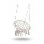 Fotoliu tip balansoar suspendat, Sofotel, Boho, 150 kg, cadru cercuri metalice, Beige