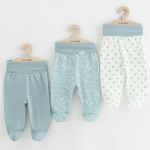 Set 3 piese, New Baby, Classic II, Include 3 perechi de pantalonasi cu botosei, Marime 50, Din bumbac 100%, Blue